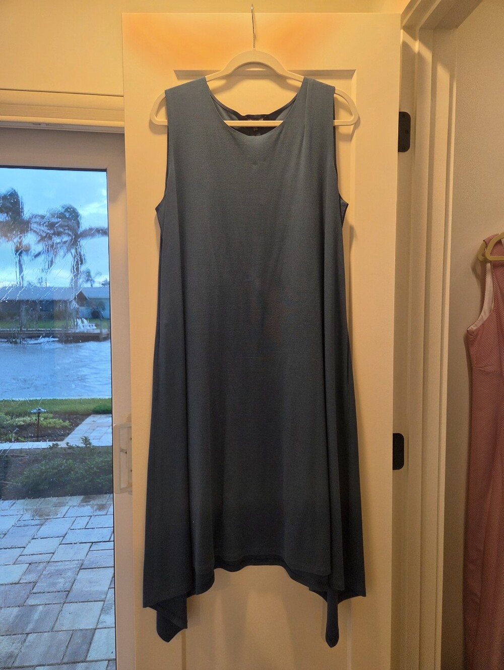 Lafayette 148 New York Sleeveless Swing Midi Dress in Slate Blue